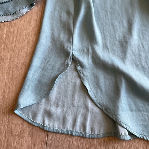 LOFT Light Blue Ruffle Blouse - Picture 4 of 9